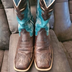 Ariat Turquoise and Brown Heeled Boots